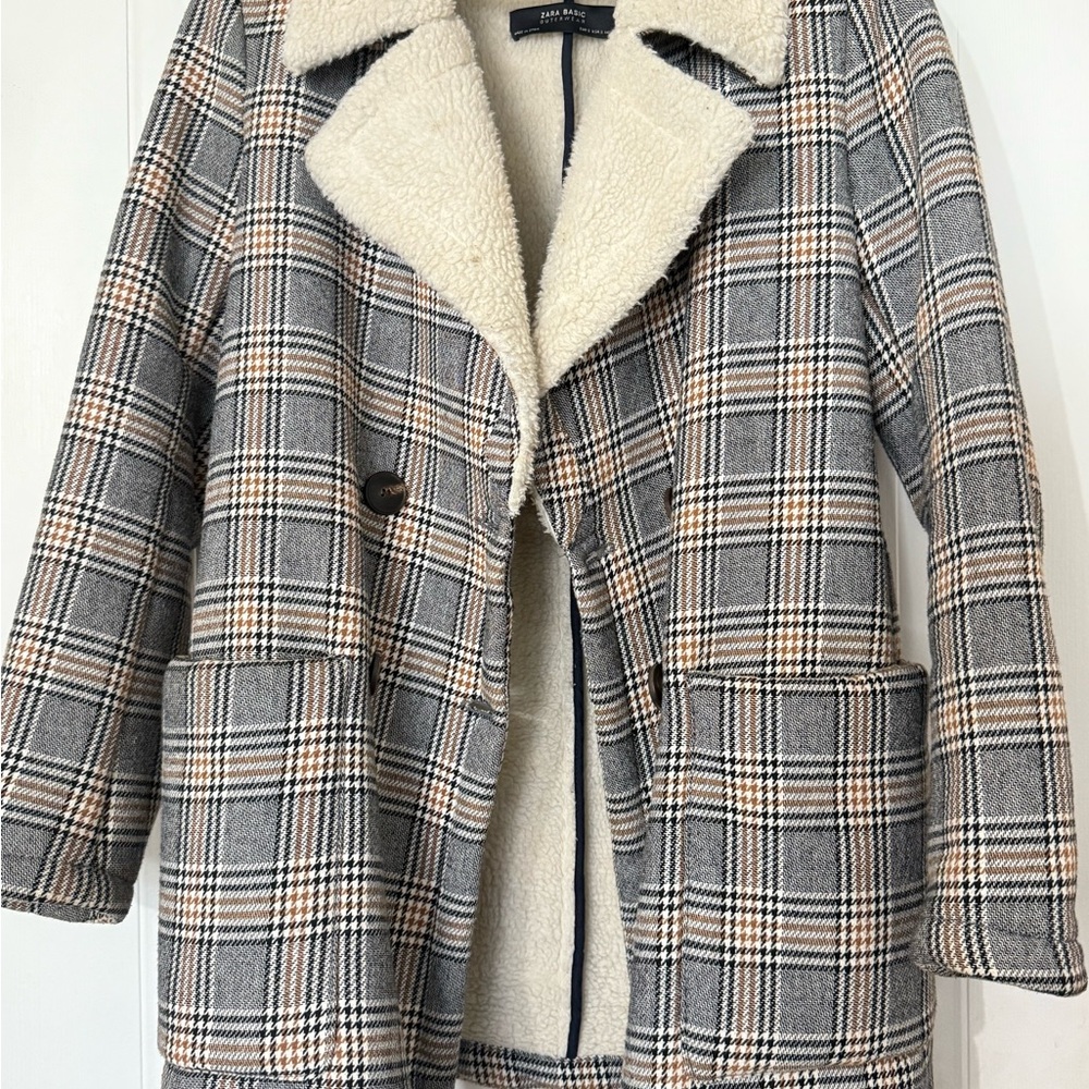 Plaid Wool-Blend Coat Zara